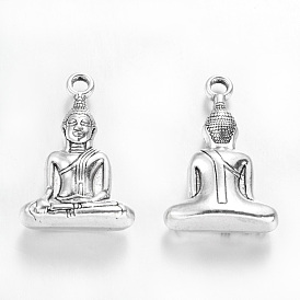 Tibetan Style Alloy Pendants, Cadmium Free & Lead Free, Buddha, for Buddha, 36x23x8mm, Hole: 3mm