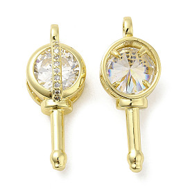 Rack Plating Brass with Cubic Zirconia Pendants, Long-Lasting Plated, Cadmium Free & Lead Free
