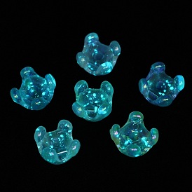 Luminous UV Plating Acrylic Bead Caps, Iridescent, 4-Petal