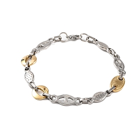 304 Stainless Steel Oval & Horse Eye Link Chain Bracelets, with 201 Stainless Steeel Findings