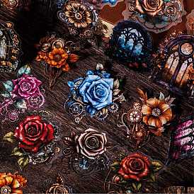 12 piezas 6 estilos pegatinas decorativas de flores autoadhesivas para mascotas, calcomanías florales de engranajes impermeables, para diy scrapbooking