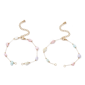 Окрашенные самородки из натуральной скорлупы и 304 звеньев цепи из нержавеющей стали для изготовления браслетов, красочный