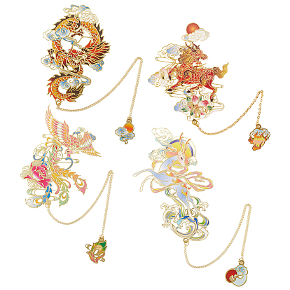 4 шт. 4 стили латунные и железные эмалевые закладки с цепочкой, для читателей-любителей книг, разнообразные