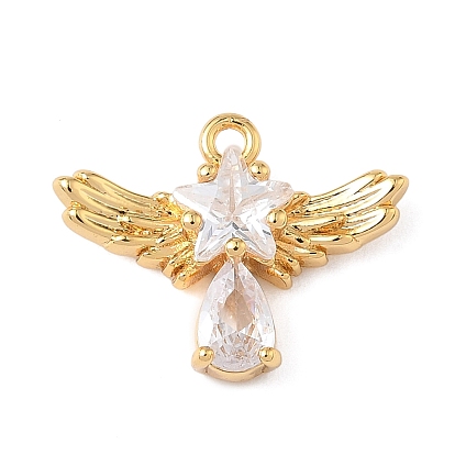 Латунные микро проложить кубического циркония подвески, крылья со звездой, без никеля 