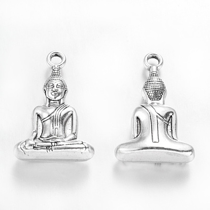 Tibetan Style Alloy Pendants, Cadmium Free & Lead Free, Buddha, for Buddha, 36x23x8mm, Hole: 3mm