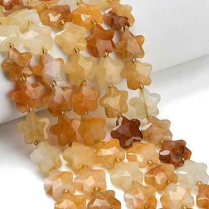 Естественный желтый авантюрин бисер нитей, звезда, граненые, с бисером