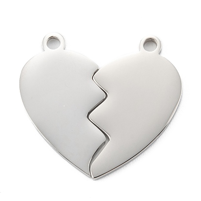 304 Stainless Steel Split Pendants, Double Heart
