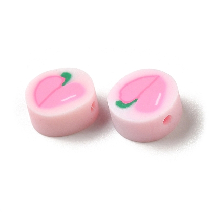 Handmade Polymer Clay Beads, Round with Peach