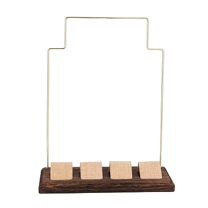 Iron Earring Display Stand, with Burlap & Wooden Base