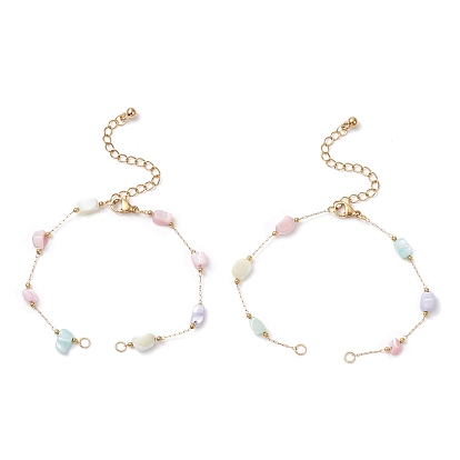 Окрашенные самородки из натуральной скорлупы и 304 звеньев цепи из нержавеющей стали для изготовления браслетов, красочный