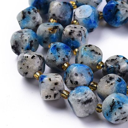 Natural K2 Stone Beads Strands, with Seed Beads, Six Sided Celestial Dice