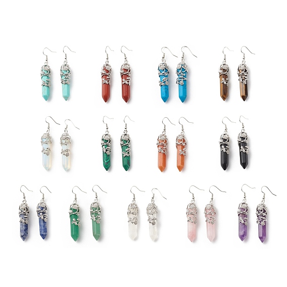 Пуля с драгоценными камнями и серьги с подвесками в виде цветов, украшения из латуни платинового тона для женщин, без кадмия и без свинца