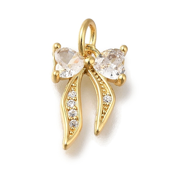 Покрытие стойки латунь микропаве прозрачные кубические циркониевые подвески, долговечный, без кадмия и без свинца, бантом прелести, с целью перехода в кольце