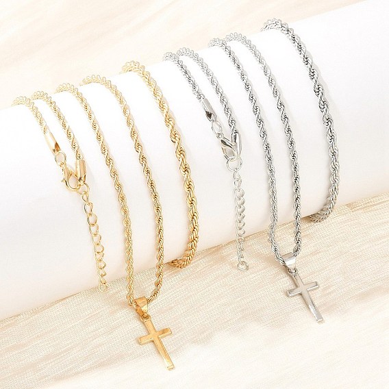 Наборы из кулонов-крестов из сплава и браслетов-цепочек для женщин.