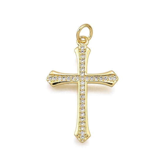 Латунные микро проложить кубического циркония подвески, крестик, долговечный, без свинца и без кадмия, стойки покрытие, с целью перехода в кольце