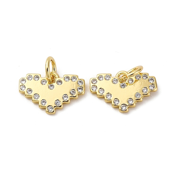 Латунные микро проложить кубического циркония подвески, сердце прелести, долговечный, без кадмия и без свинца, стойки покрытие, с целью перехода в кольце