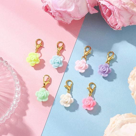 Цветочные акриловые подвесные украшения, Сплав с застежками когтя омара