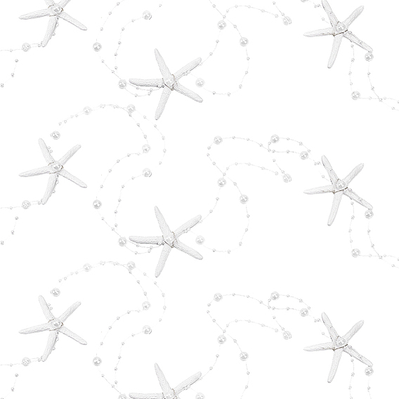 Resin Starfish & Pearl Garland, Nautical Decor String for Parties & Home Decoration