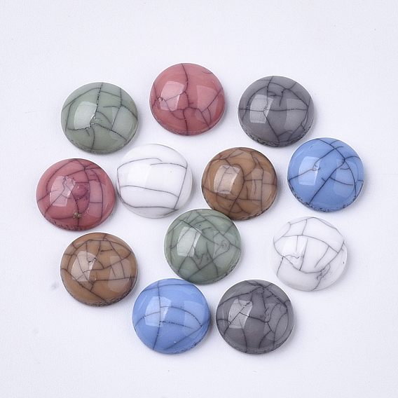 Resin Cabochons, Imitation Turquoise, Dome/Half Round