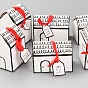 Christmas Theme Gift Sweets Paper Folding Boxes, Labels with Word and Ribbon, for Christmas Decorate, House Shape