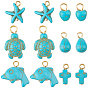 60Pcs 6 Styles Dyed Synthetic Turquoise Pendants, with Golden Iron Loops
