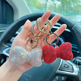 Cute Butterfly Bow Keychain with Round Buckle for Women's Bag Decoration