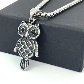 Ожерелья в стиле панк из нержавеющей стали с подвеской в виде совы для мужчин