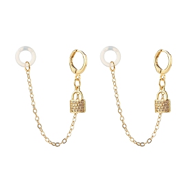 Anti-Lost Earring for Wireless Earphone, Pad Lock Hoop Earrings with Hanging Chain for Women