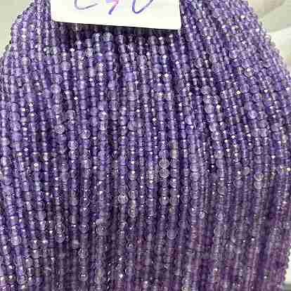 Natural Amethyst Beads Strands, Faceted, Round,Grade A
