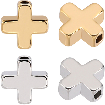 60 шт. 2 цвета латунных бусин, крестик