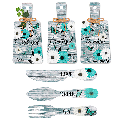 Деревянная подвеска, с пеньковой веревки, форма столовой посуды