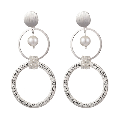 Серьги-гвоздики в стиле бохо из латуни, с бусиной из ракушечного жемчуга и соединительными кольцами из сплава