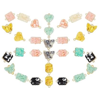 Alloy Links Connectors, with Gemstone and Enamel, Light Gold