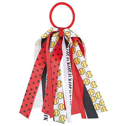 Accessoires pour cheveux élastiques en polyester à motifs sportifs, pour les filles ou les femmes, chouchou / élastiques à cheveux chouchous