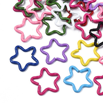 Spray Painted Iron Linking Rings, Quick Link Connector, Cadmium Free & Nickel Free & Lead Free, Hammered Star