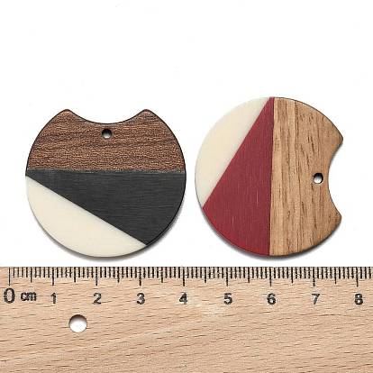 Two Tone Resin & Walnut Wood Pendants, Gap Flat Round