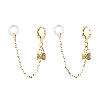 Anti-Lost Earring for Wireless Earphone, Pad Lock Hoop Earrings with Hanging Chain for Women