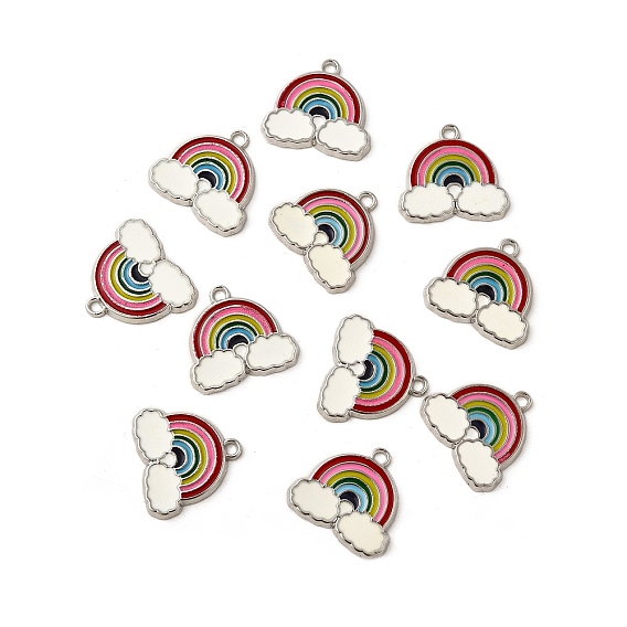 (Liquidación defectuosa venta: coloración amarillenta), Colgantes de la aleación del esmalte, sin plomo y cadmio, encantos de arco iris y nubes, para niños niños fabricación de joyas, Platino
