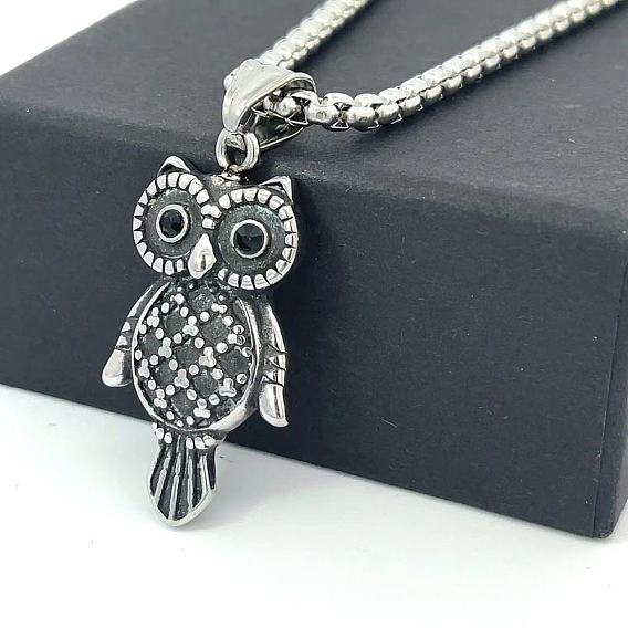 Ожерелья в стиле панк из нержавеющей стали с подвеской в виде совы для мужчин