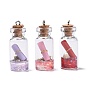 Glass Wishing Bottle Pendant Decorations, with Resin & Paper & Shell, with Cork Stopper and Iron Findings