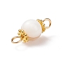 Natural Shell Connector Charms, with Golden Tone Alloy & 304 Stainless Steel Findings, Round