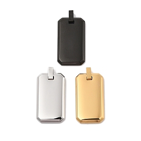 Ion Plating(IP) 304 Stainless Steel Stamping Blank Tag Pendants, Rectangle Charm