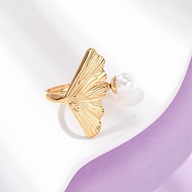 304 открытые кольца манжеты из нержавеющей стали, круглый с рыбьим хвостом, с пластиковыми бусинами из искусственного жемчуга