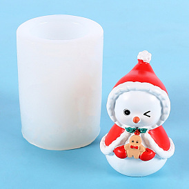 Christmas Theme Snowman DIY Candle Silicone Molds, for Scented Candle Making
