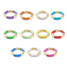 11Pcs 11 Color Imitation Gemstone Acrylic & CCB Plastic Curved Tube Chunky Stretch Bracelets Set for Women
