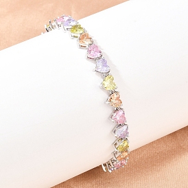 Теннисные браслеты из платиновой латуни с микропаве из кубических цирконий, браслеты для женщин, сердце, с группы часы застежками