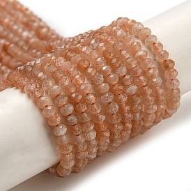 Natural Peach Moonstone Beads Strands, Faceted, Rondelle