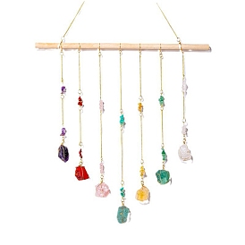 Nuggets Natural Quartz Wall Hanging Decoration, Crystal Stone Meditation Decors, Boho for Indoors Out Doors Ornaments