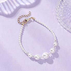 Браслеты из стеклянных бусин и ракушек, белые круглые градуированные бусины для женщин