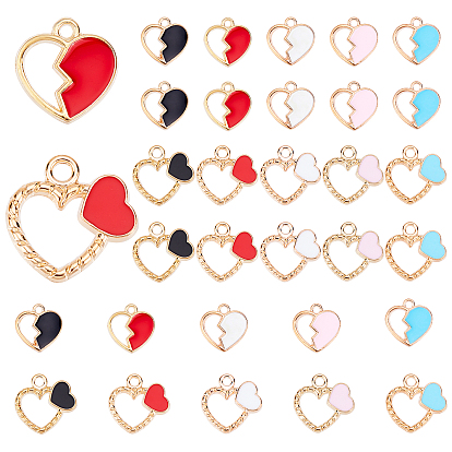 60Pcs 10 Style Alloy Enamel Pendants, Heart